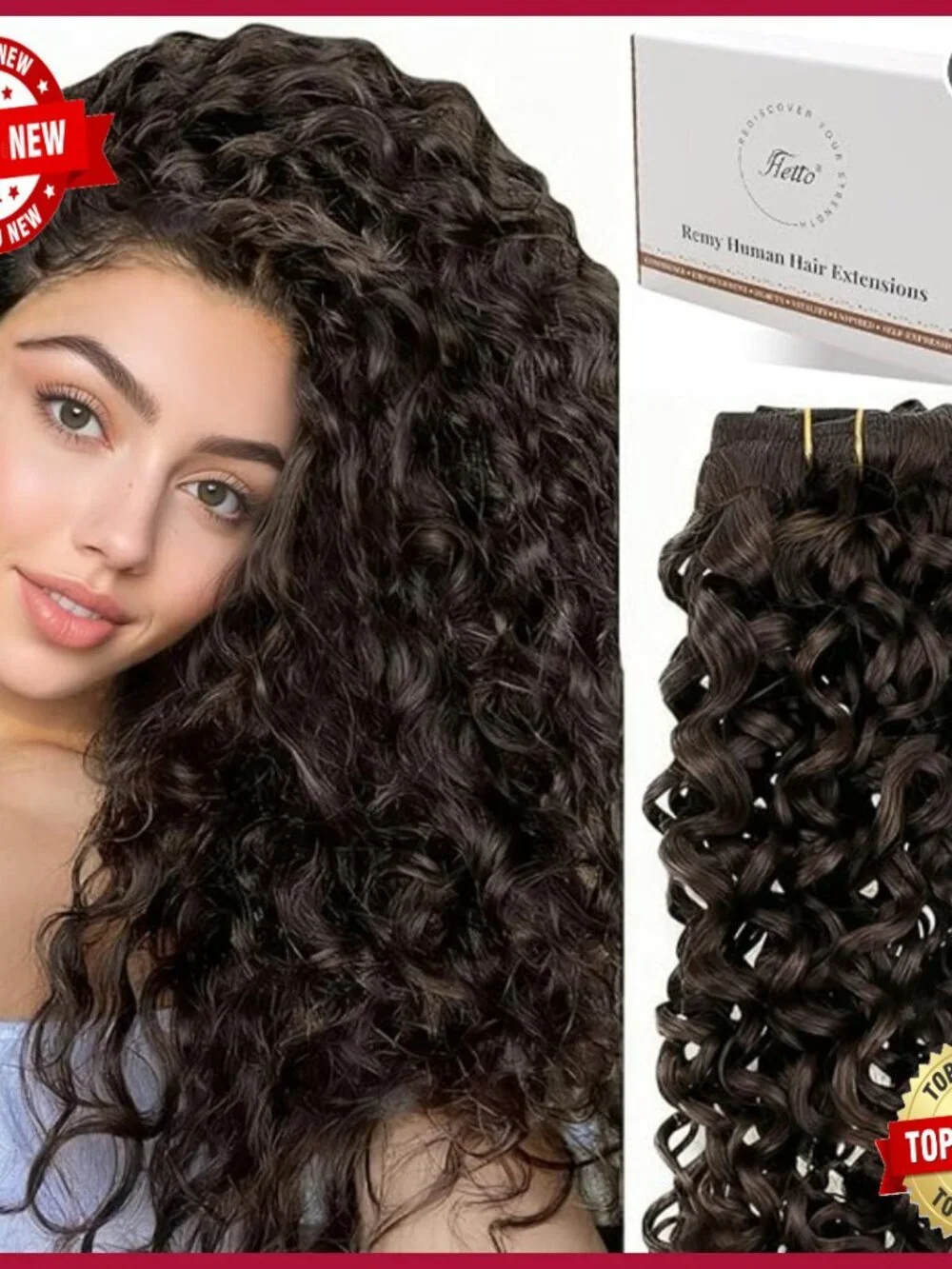 7-Piece Clip-In Hair Extensions, 120g Remy Human Hair, Natural Wave Curls